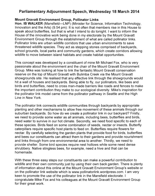 Ian Walker - State Parliament - 18 March 2014