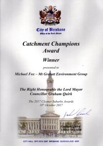 Catchment Champions Award - Oct 2017